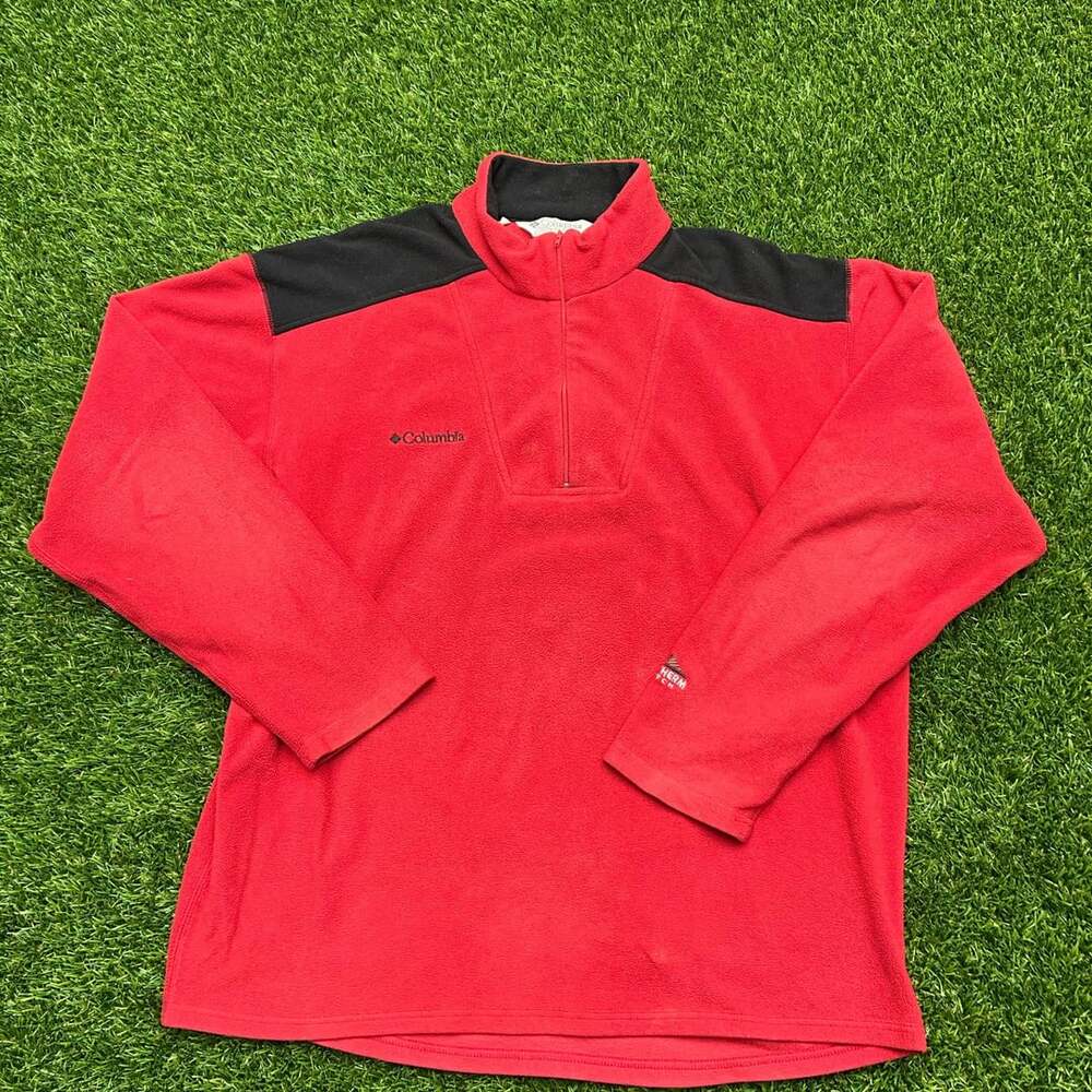 Columbia Sportswear Company Fleece Pullover Size XL Red Black Half Zip